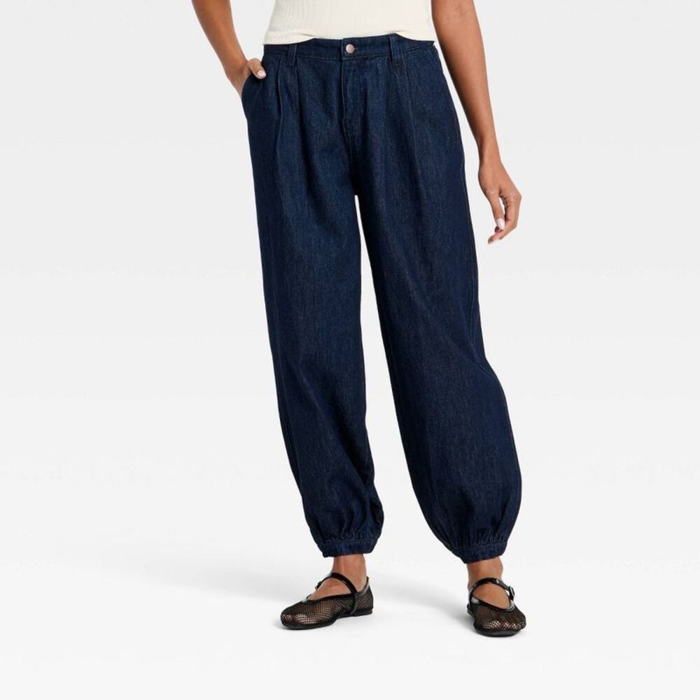 a new day Wide Leg Denim Jogger Pants - Dark Blue